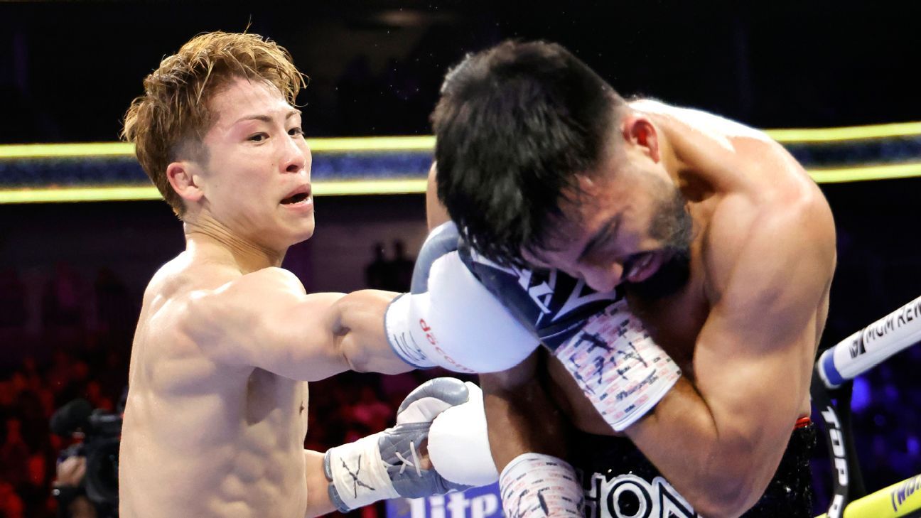 Naoya Inoue, left, recovered from a second-round knockdown to stop Ramon Cardenas in Round 8 back in May.