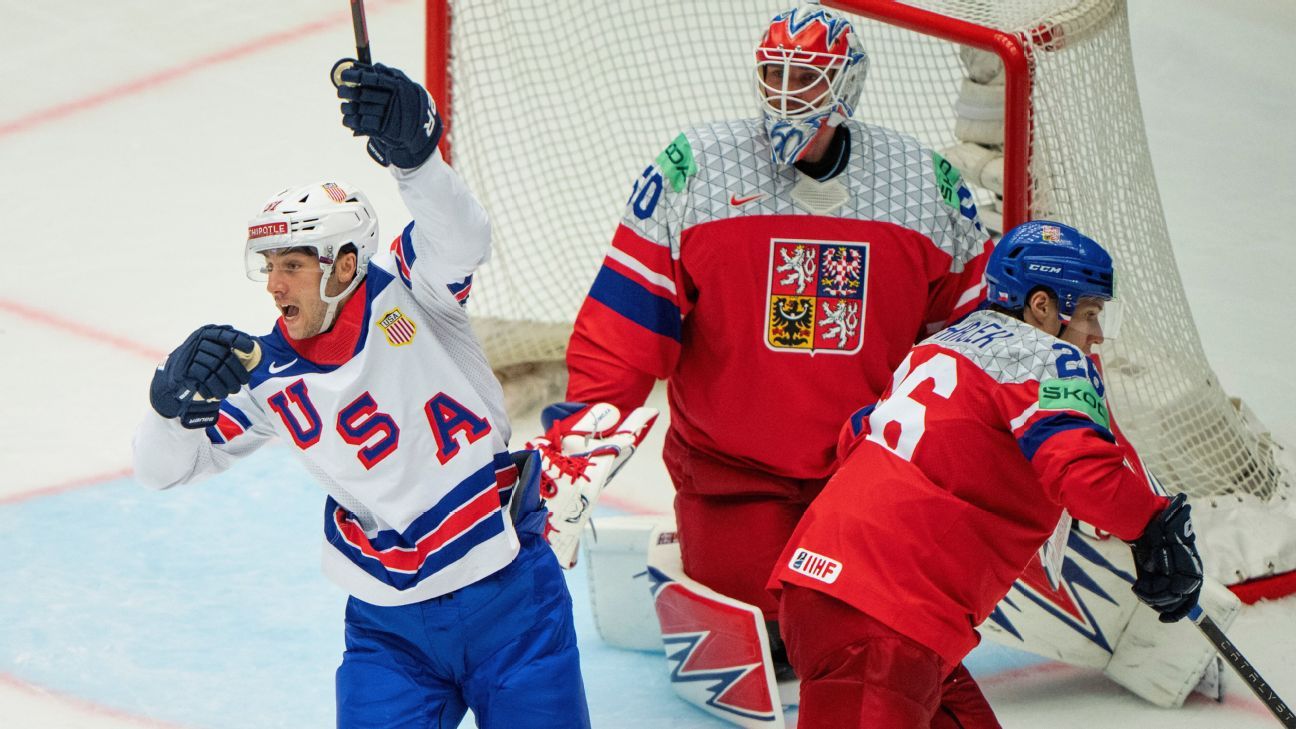 Nazar leads U.S. past Czechs at hockey worlds