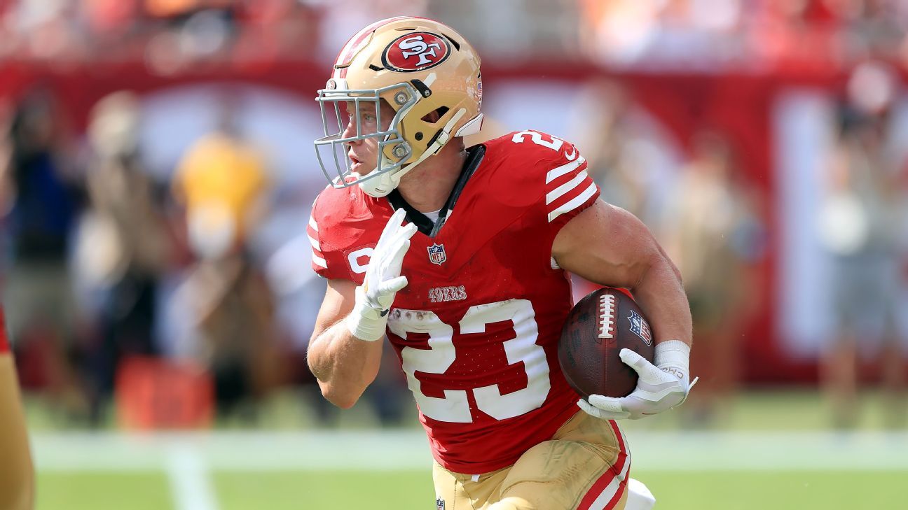 49ers add McCaffrey to injury report with calf issue