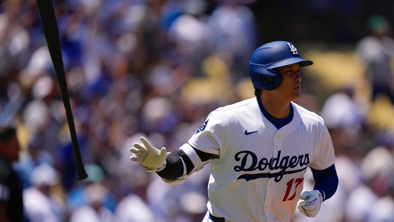 Ohtani ties Dodgers' mark with HR in 5th straight