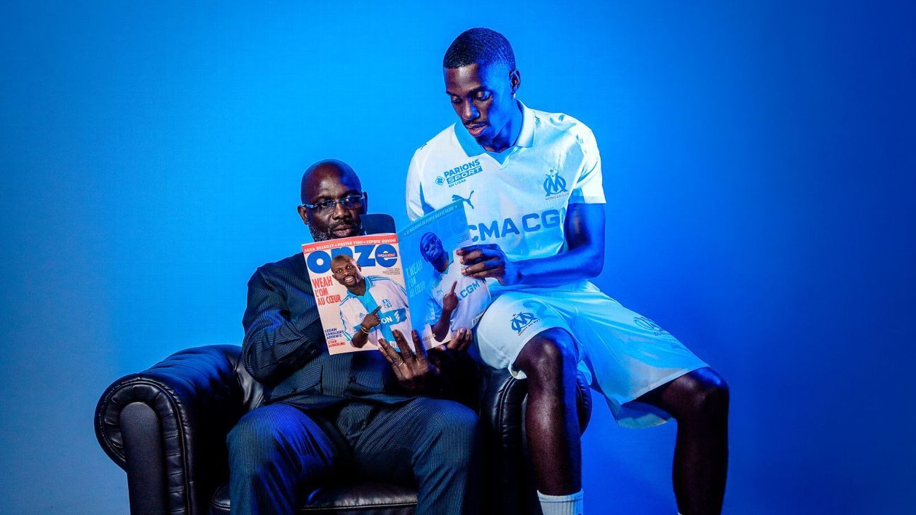 Like father, like son: Timothy Weah recreates father's magazine cover after Marseille signing
