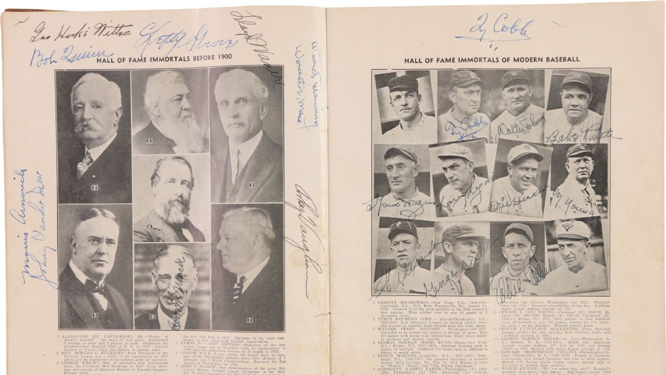 Programa HOF 1939 con firmas históricas alcanza precio récord de $315K