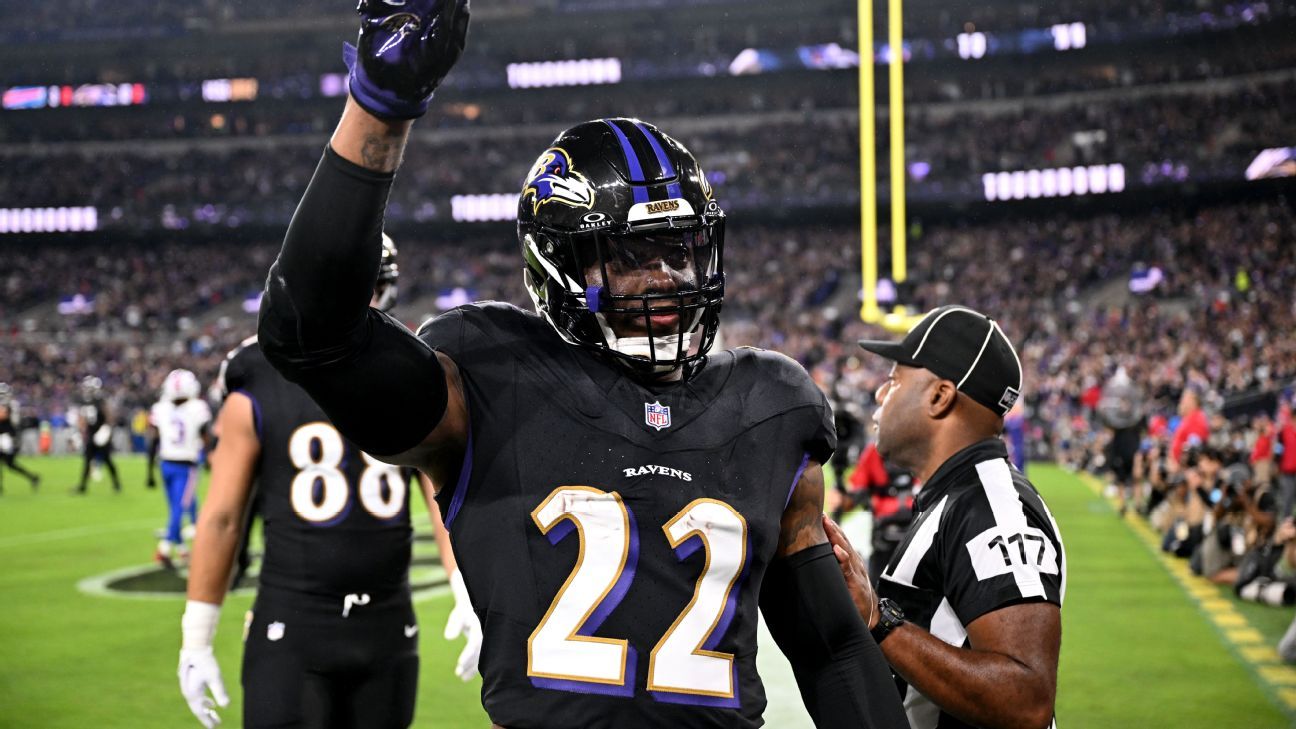 Derrick Henry celebra uno de sus 16 touchdowns por tierra la temporada pasada.