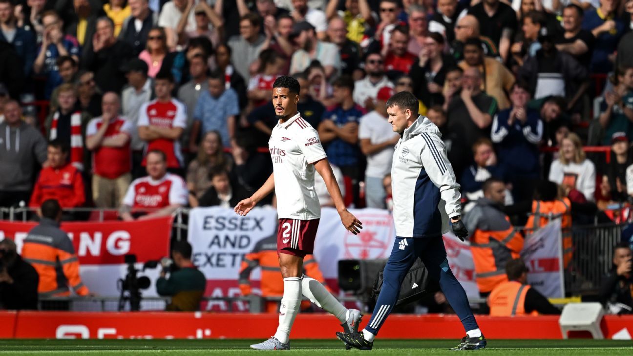 Arteta: Arsenal 'worried' about Saliba's fitness