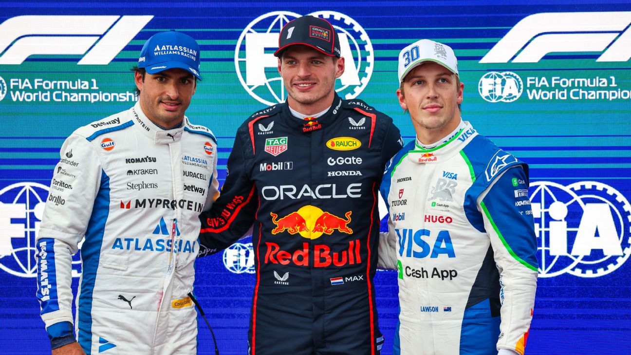 Baku's top three qualifiers: Max Verstappen, Carlos Sainz and Liam Lawson.
