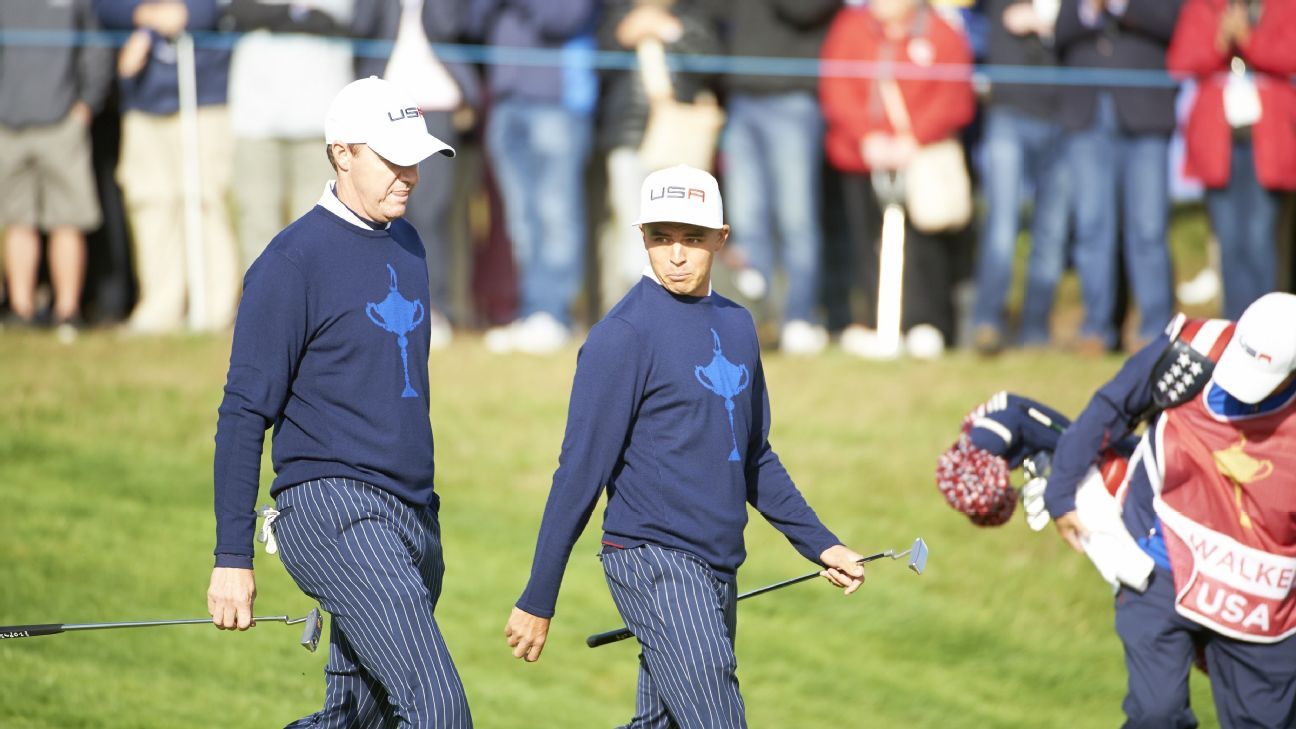 Uniformes Ryder Cup 2014, primera ronda con gráfico de trofeo
