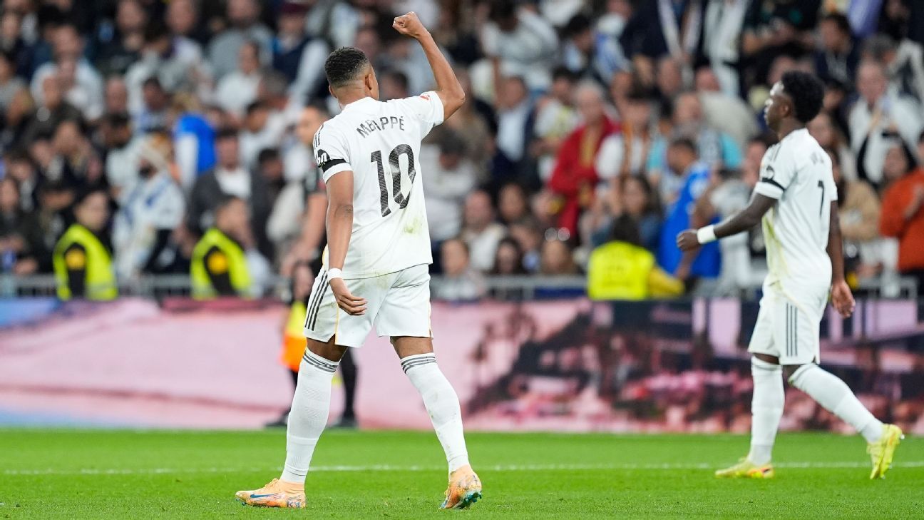 Vinicius Jr. perde pênalti, Mbappé brilha, e Real Madrid amplia vantagem na liderança da LALIGA com goleada sobre o Valencia