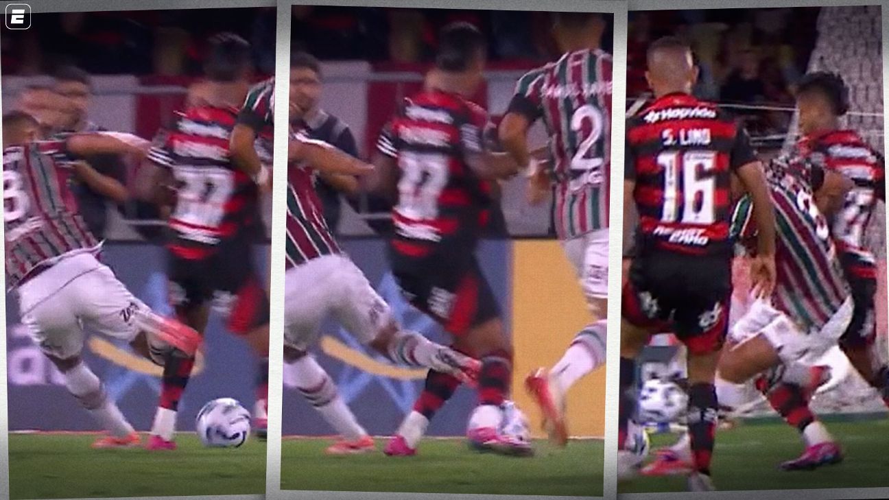 De 'tira a força' a 'exagera': o áudio do VAR em possível pênalti em Bruno Henrique em Fluminense x Flamengo