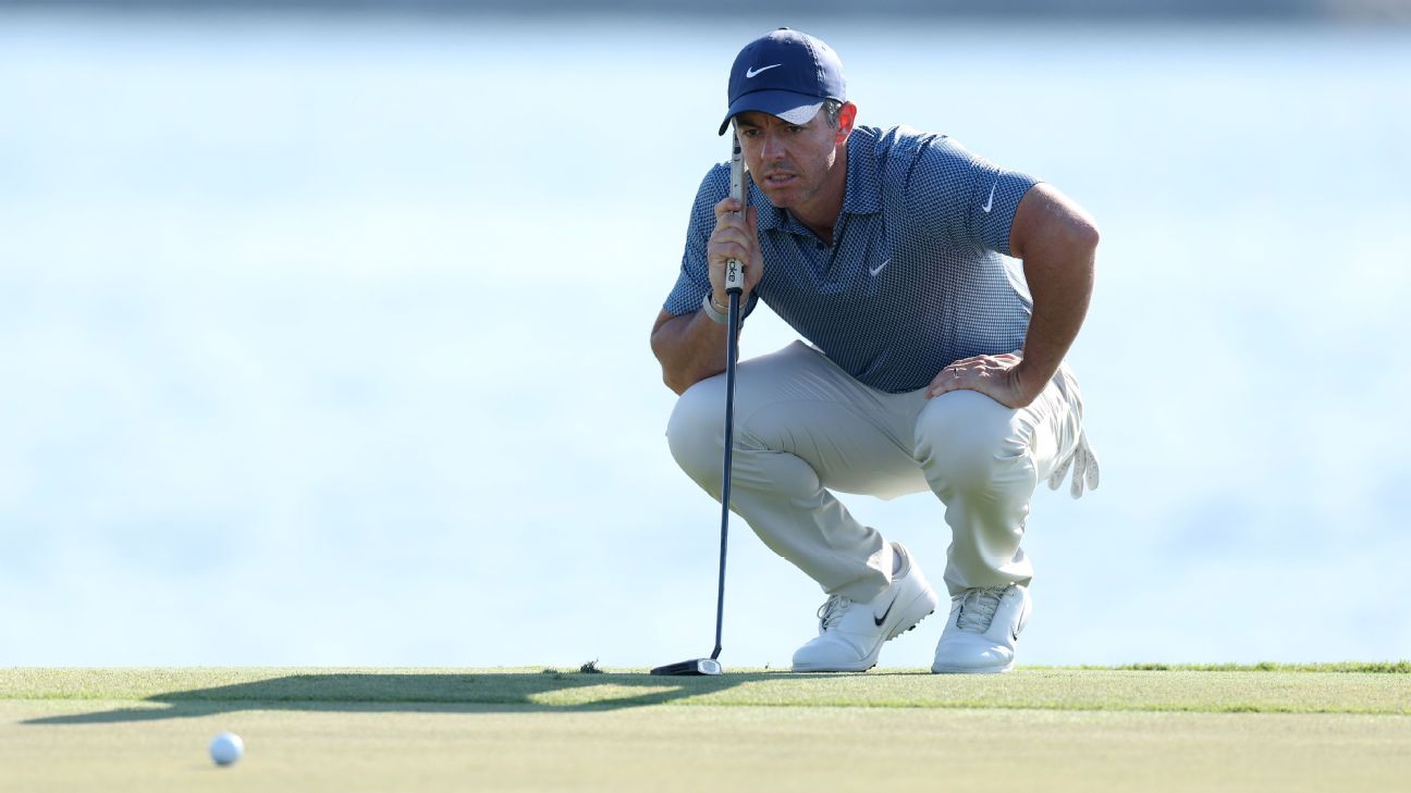 Rory McIlroy was in contention Sunday at the Dubai Invitational before a pair of errant shots on No. 18 dropped him into a third-place tie with Shane Lowry.