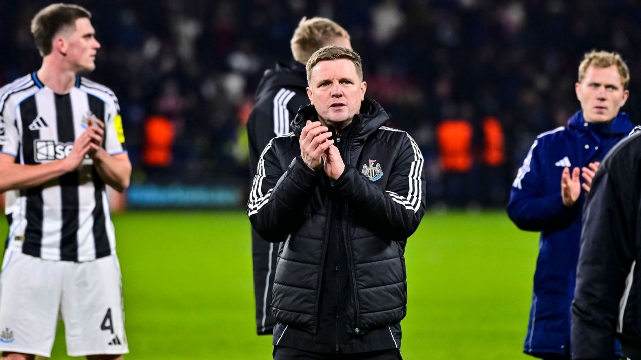 Eddie Howe, do Newcastle, satisfeito com a vaga no play-off da Liga dos Campeões após empate do PSG