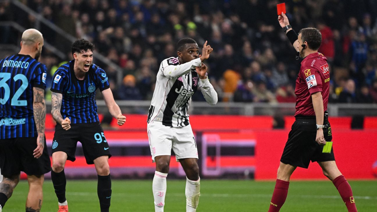 Juventus furiosa com decisão ‘inaceitável’ do árbitro na derrota para o Inter