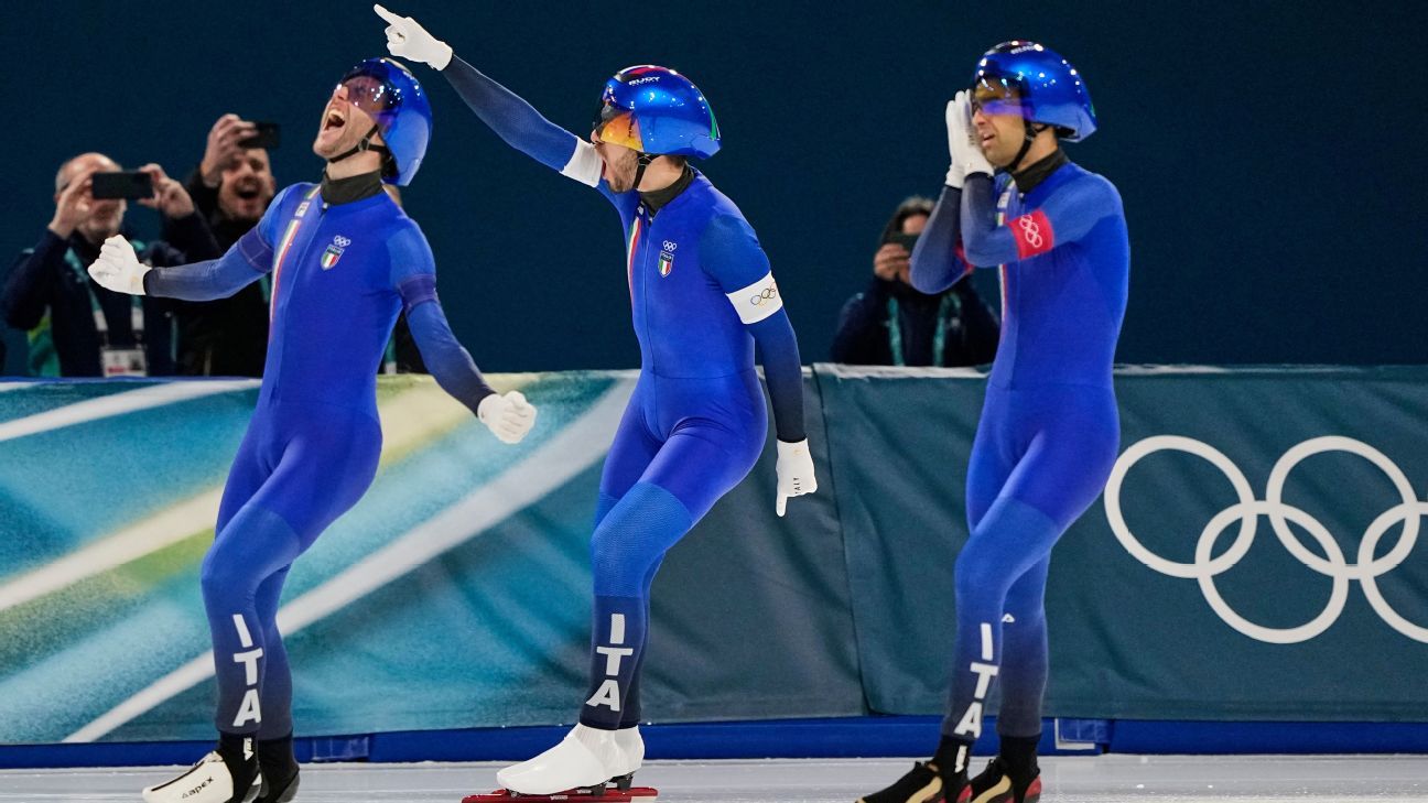 Italy tops U.S. for team pursuit speedskating gold