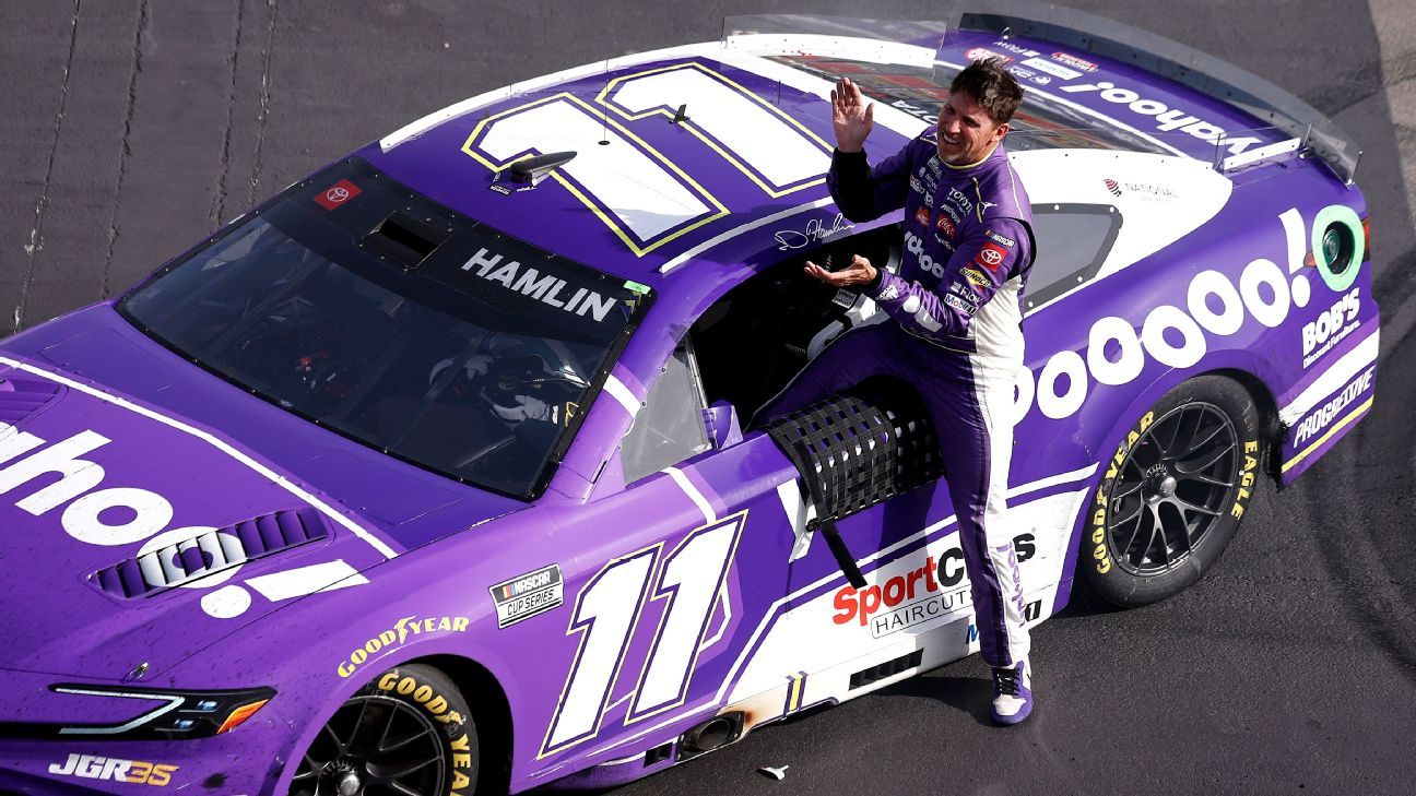 Denny Hamlin storms back to win Las Vegas after early penalty