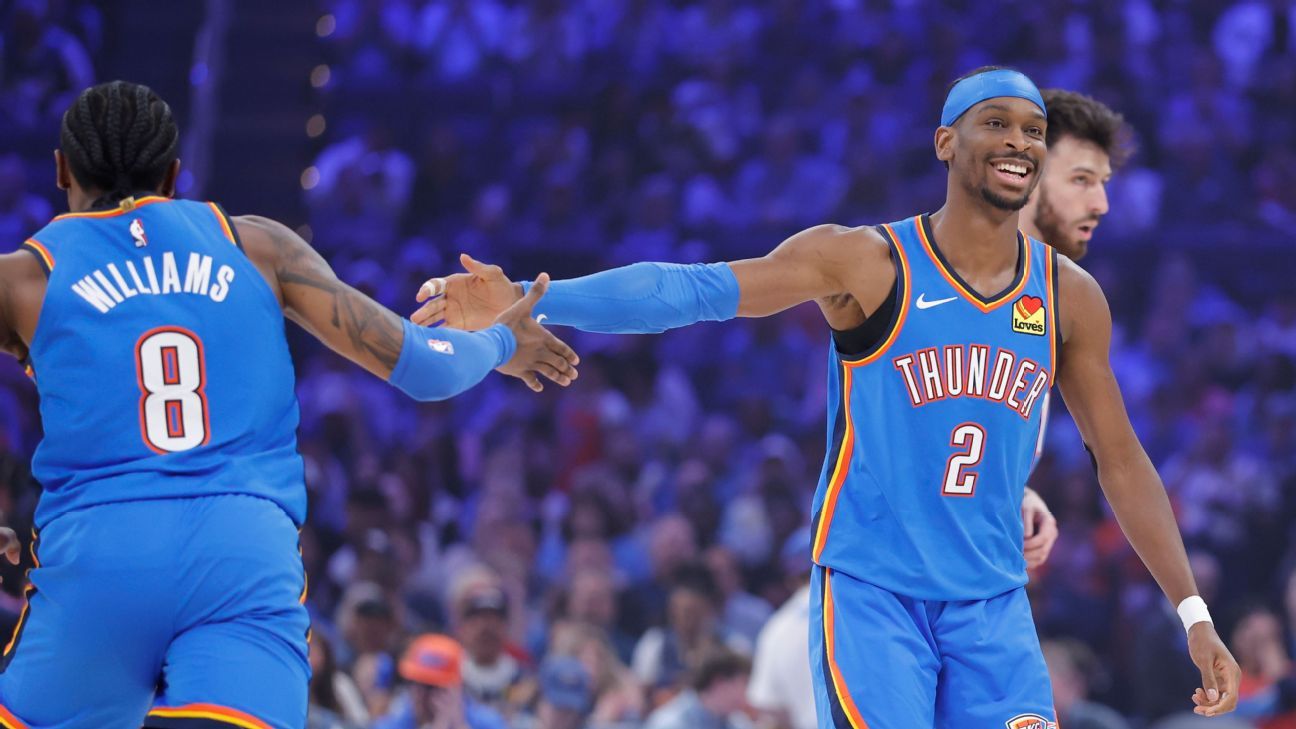 Shai Gilgeous-Alexander presenteia companheiros do Thunder após conquistar MVP pela segunda vez