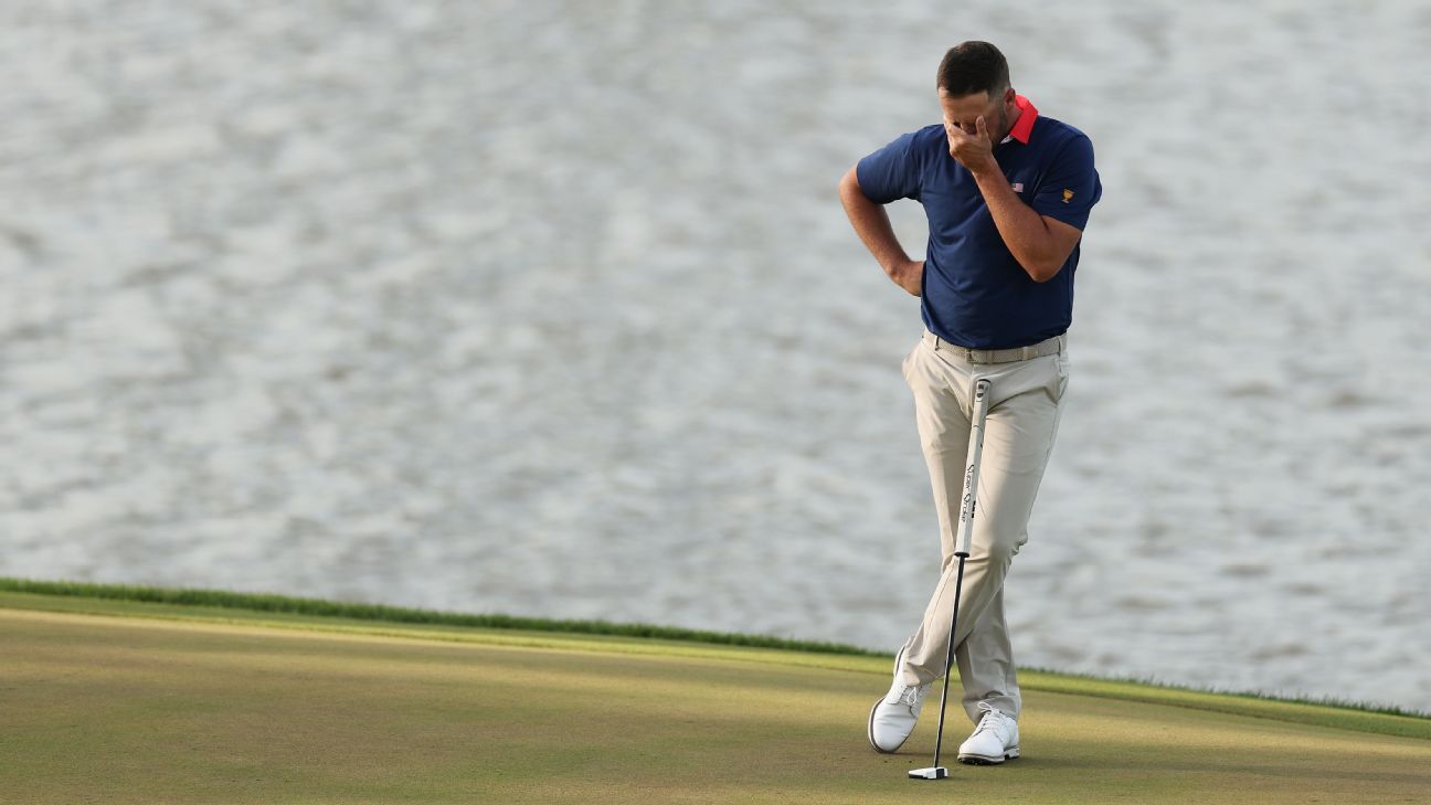 U.S. down 3 at Presidents Cup, will need largest singles rally to win