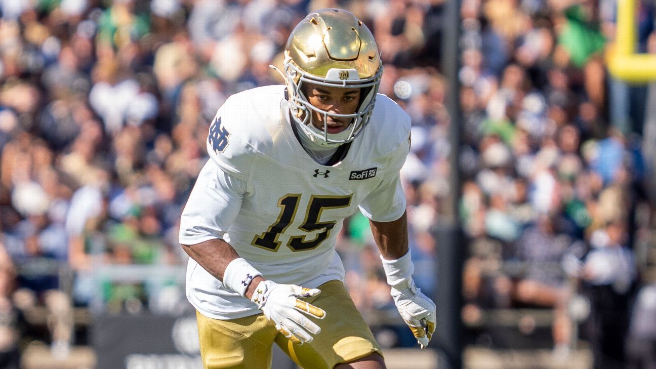 Notre Dame CB Moore (concussion) questionable vs. Stanford
