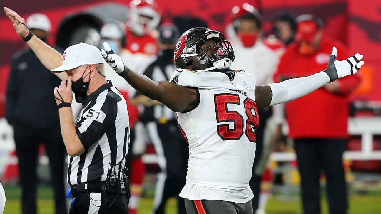 Tampa Bay Buccaneers pay the franchise complaint with Shaq Barrett at $ 1.372 million, says source