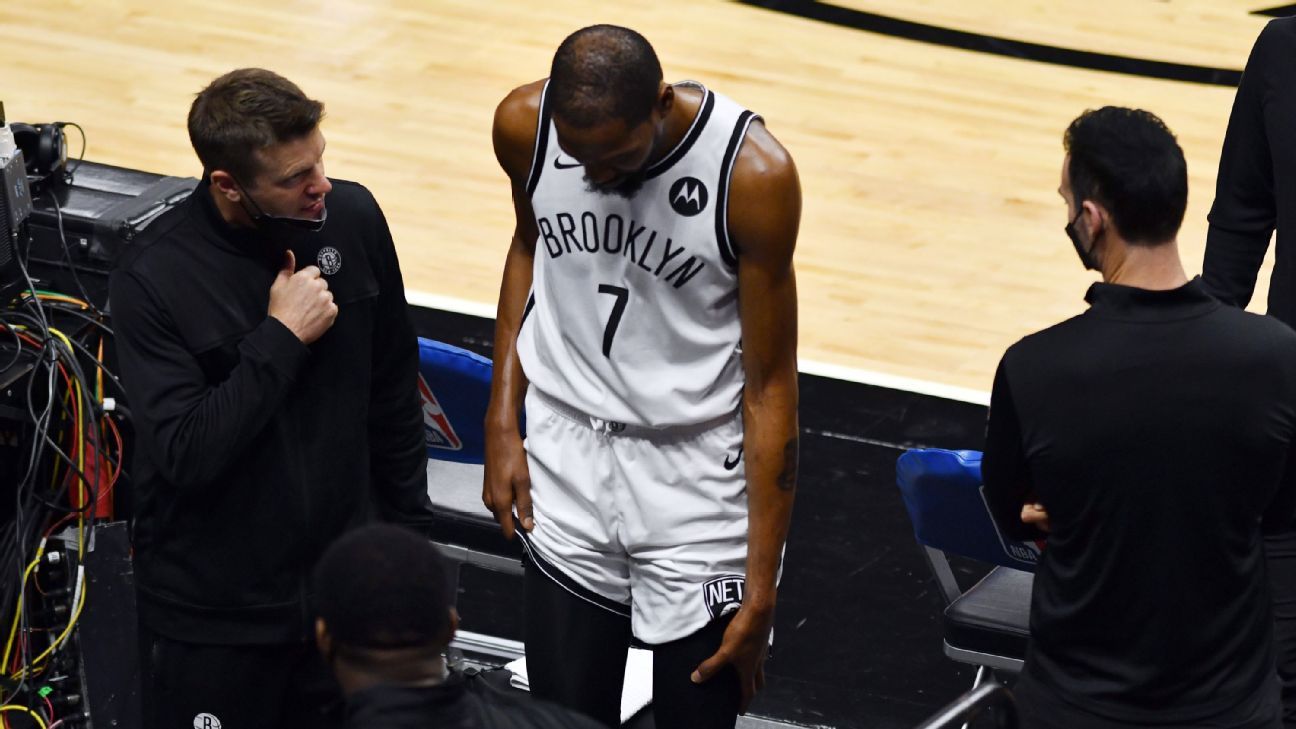 Brooklyn Nets star Kevin Durant suffers first-quarter thigh injury against Miami Heat