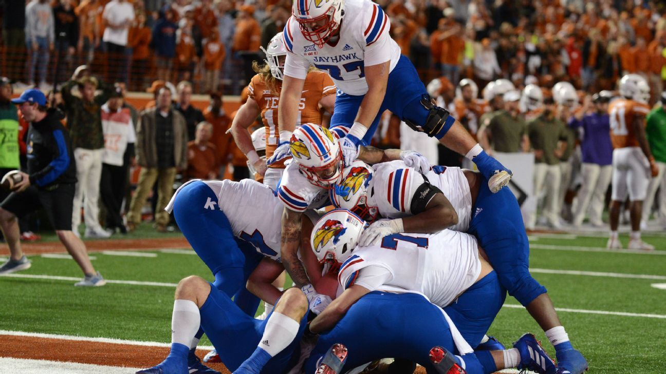Kansas, a 31-point underdog, stuns Texas in OT as Longhorns’ losing streak hits 5 games for first time since 1956
