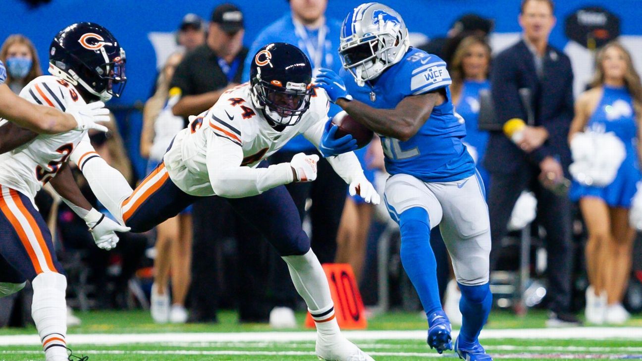 Detroit Lions RB D’Andre Swift exits Thanksgiving game loss to Bears with shoulder sprain