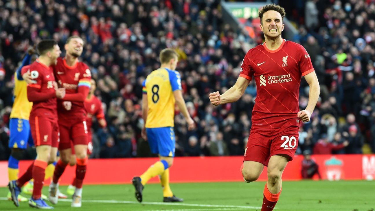 Diogo Jota 8/10 as Liverpool rout Southampton in easy afternoon at Anfield