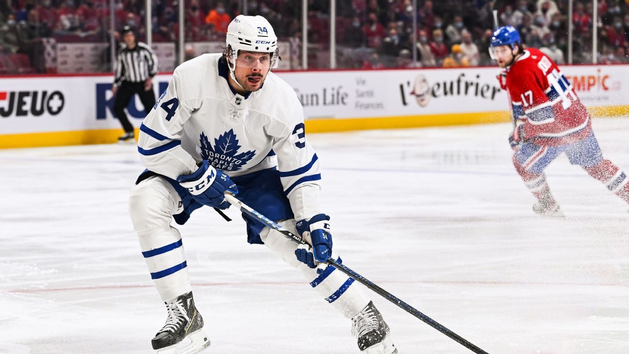 Auston Matthews bergabung dengan klub eksklusif Toronto Maple Leafs dengan gol ke-50 yang memimpin NHL
