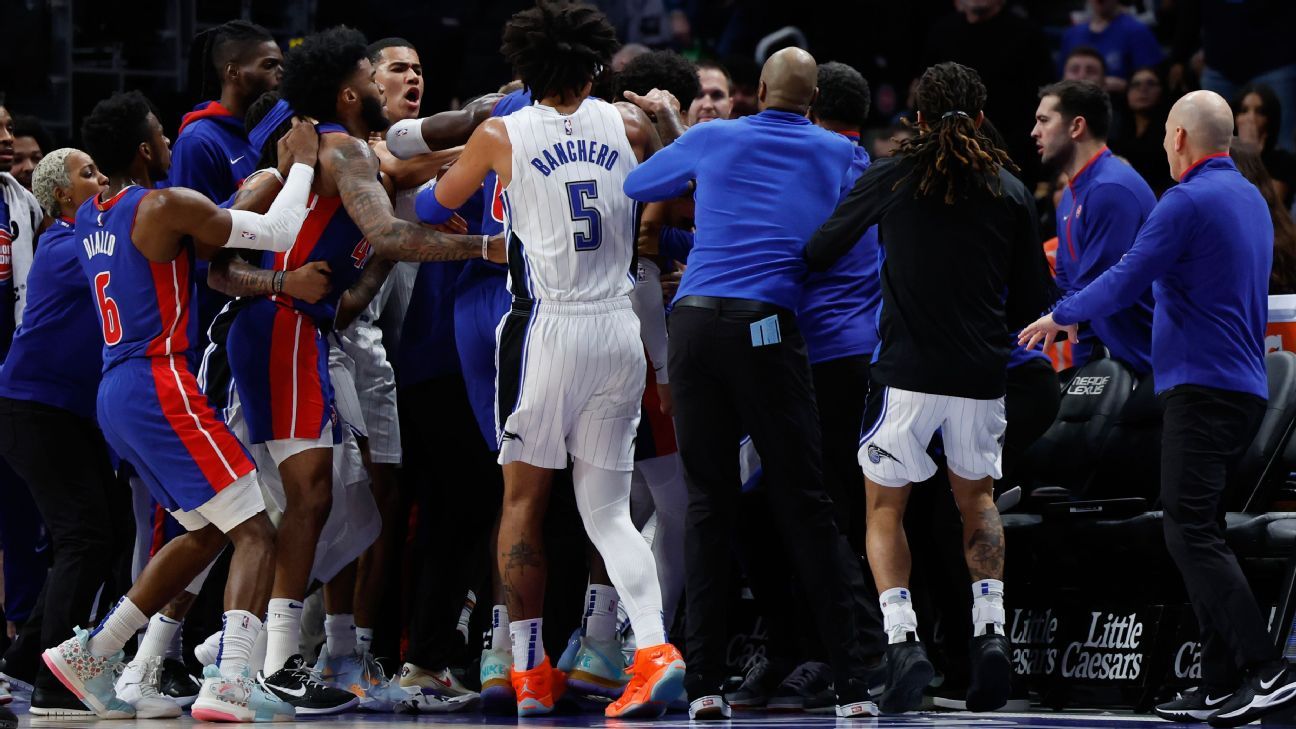 NBA suspends 11 from Magic-Pistons altercation