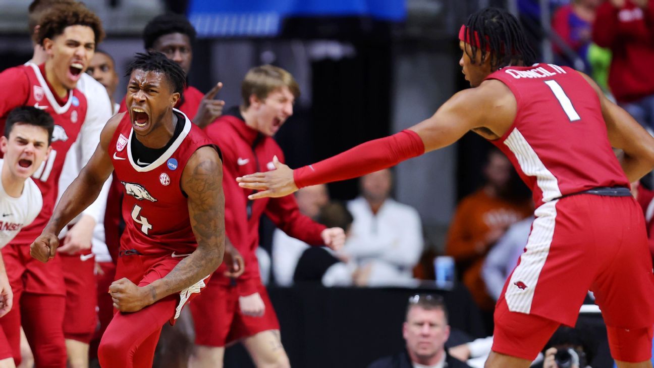 Arkansas to the Sweet 16 with an upset of No. 1 Kansas