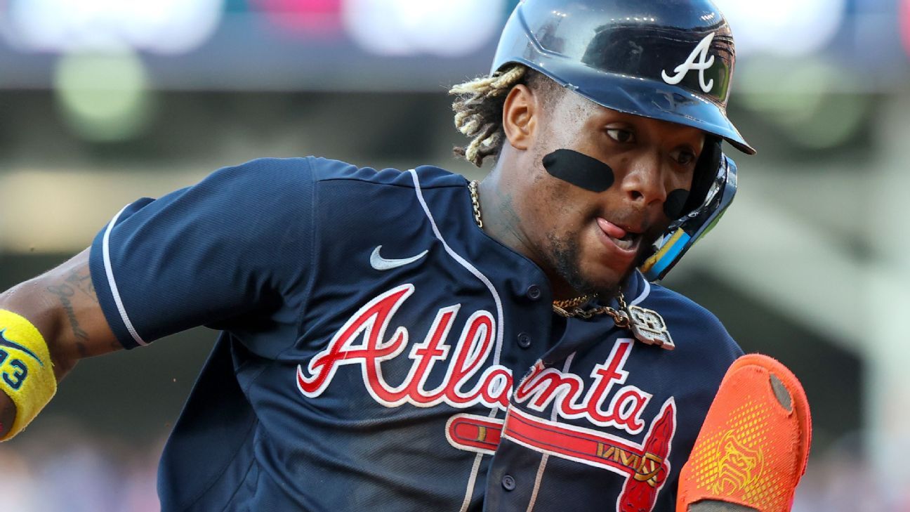 Acuna gets first with 20 HR, 40 SBs and 50 RBI before the break