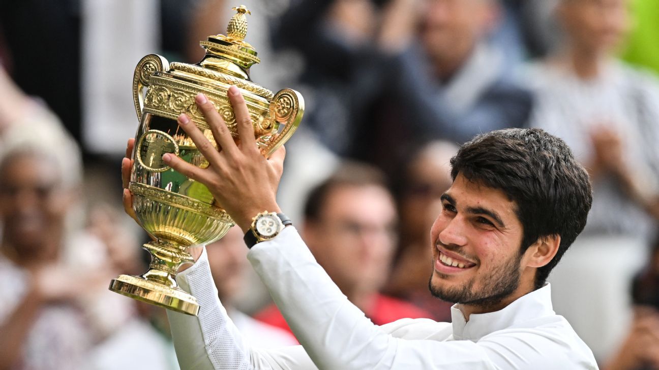 The Wimbledon title puts Alcaraz above Federer and Djokovic and just behind Nadal