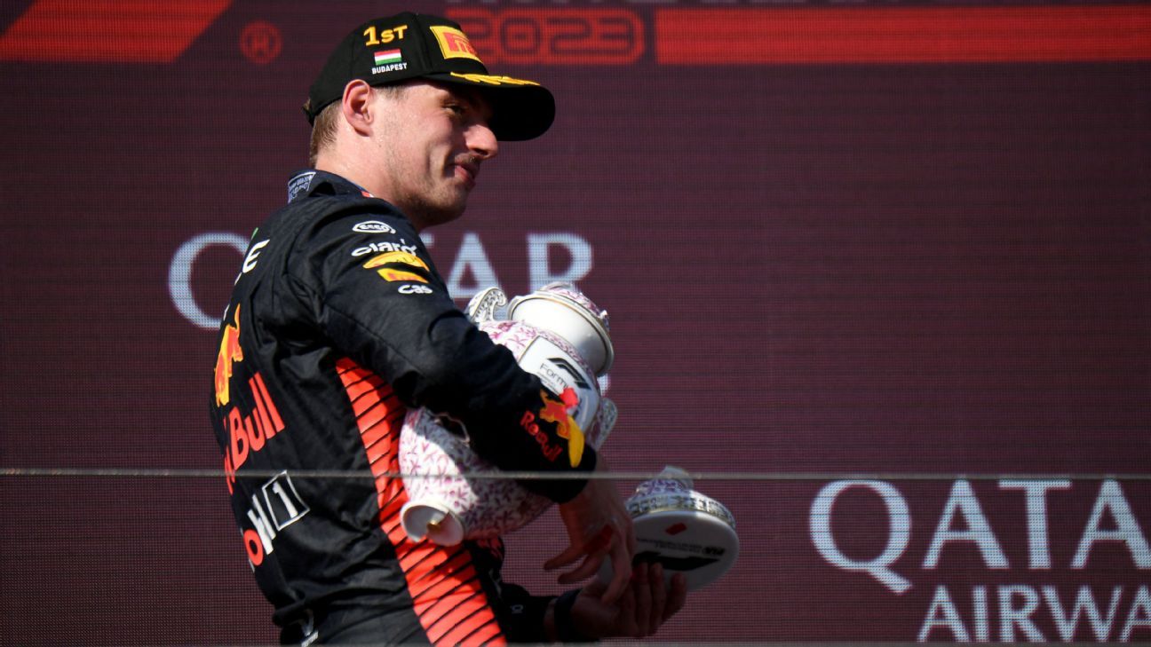 Norris endommage le trophée du GP de Hongrie de Verstappen lors de la célébration du podium
