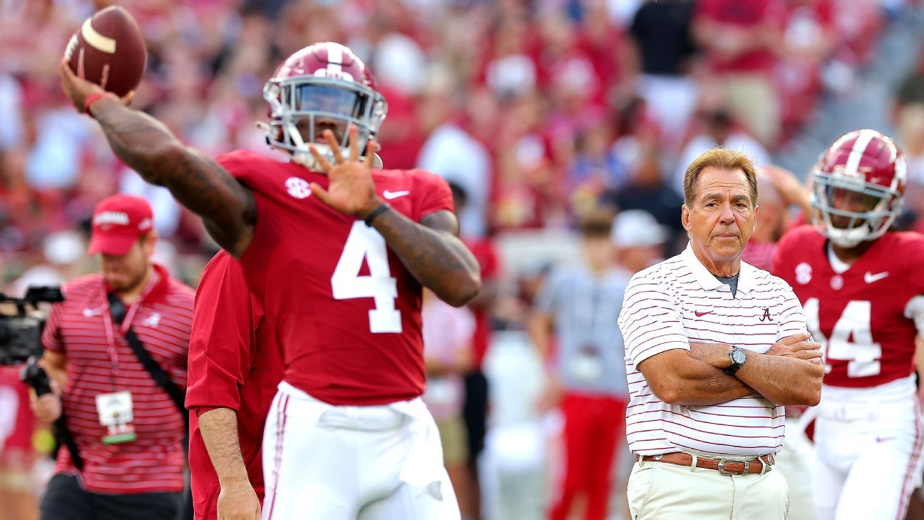 Inside Nick Saban's school of QB development, from practice field trash talk to Sunday morning film sessions