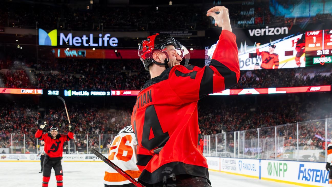 Devils' Nathan Bastian pays homage to Tommy DeVito in viral goal celebration